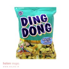 اسنک میکس دینگ دونگ ding dong مدل chips & curls سبز رنگ وزن 95 گرم