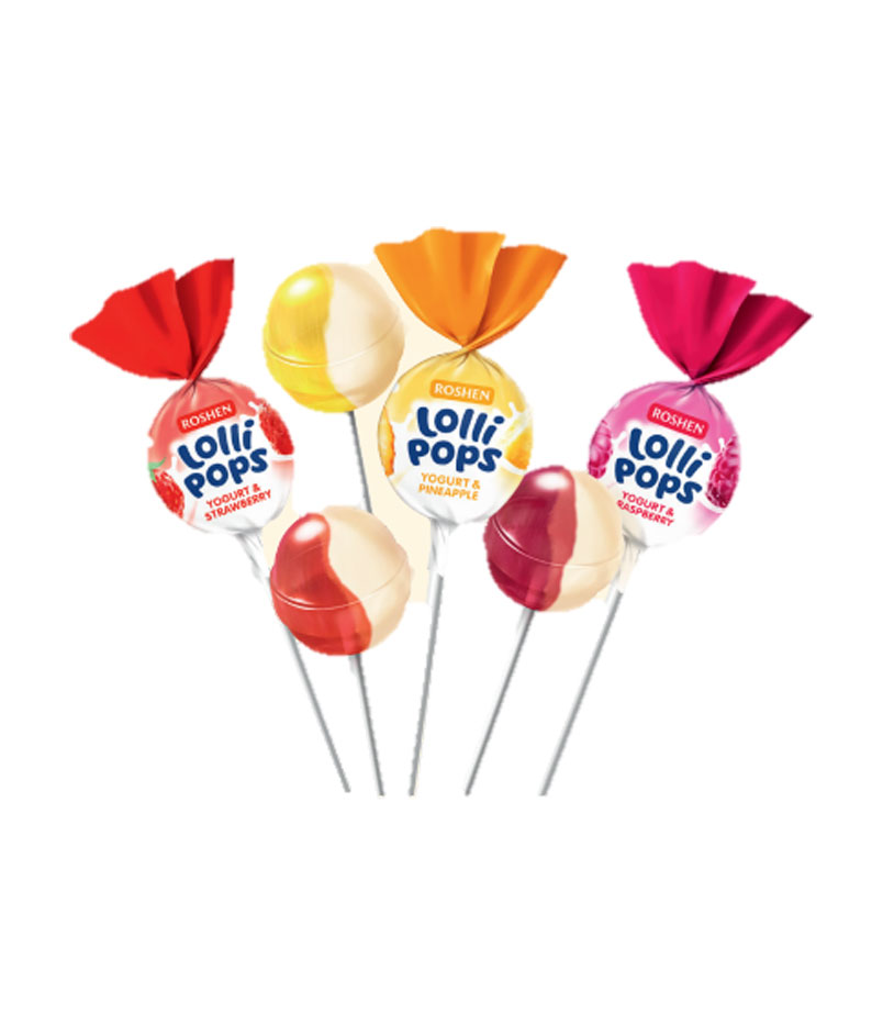 آبنبات چوبی روشن میوه ای لولی پاپس ROSHEN Lolli pops آبنبات چوبی روشن میوه ای لولی پاپس ROSHEN Lolli pops