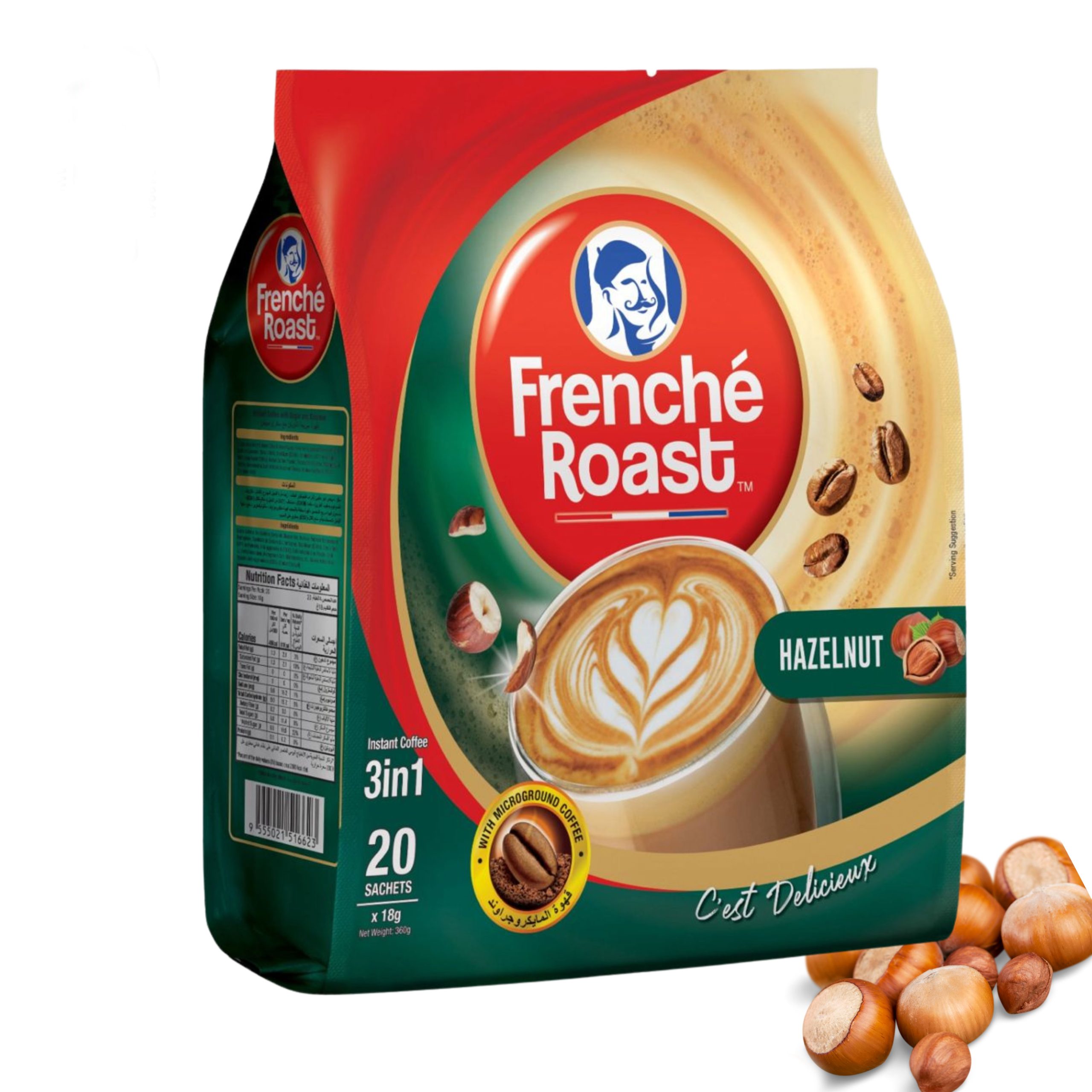 کافی میکس Frenche Roast  مدل فندقی Hazelnut پک 20 ساشه ای